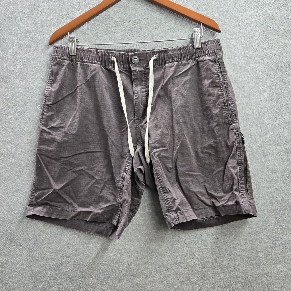 Vuori Men Activewear Shorts L Gray Organic Cotton Ripstop Climber 7" Inseam READ